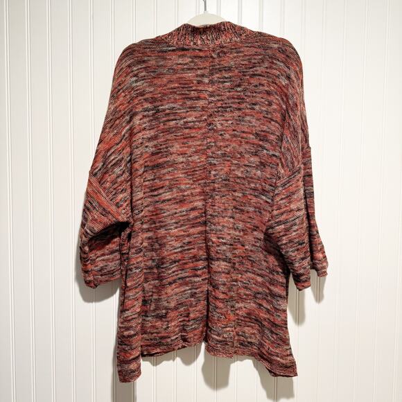 J Jill Pure Jill Campari Orange Navy Marled Space Dye Sweater Size Large - Picture 7 of 7